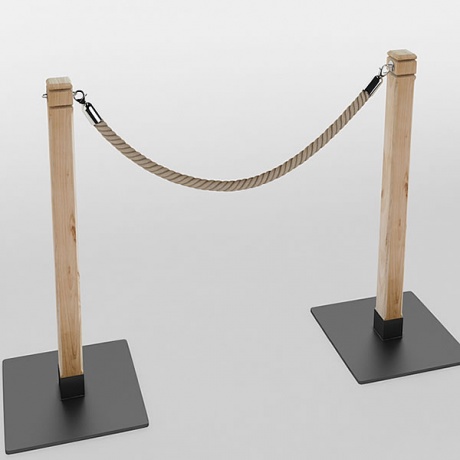 Oak Rope Barrier Post with Steel Base (MOQ 6 Units)